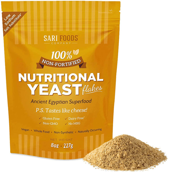 Pure Natural Non-Fortified Nutritional Yeast Flakes (8 oz.) Whole Food Based