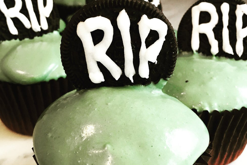 Cupcakes with RIP frosting.